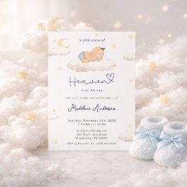 Invitation Little Piece of Heaven Moon Cloud Baby Boy Shower