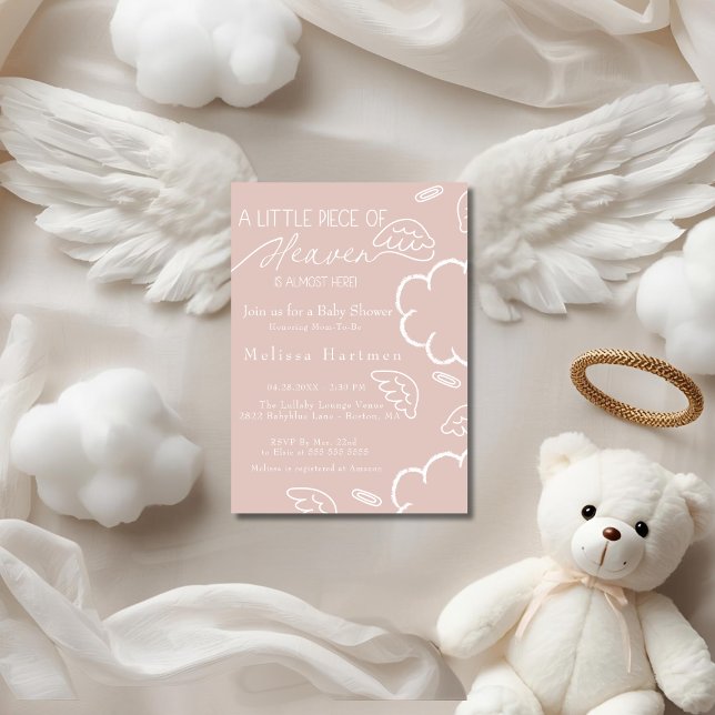 Invitation Little Piece of Heaven pink baby shower  (Little Piece of Heaven pink baby shower Invitation)