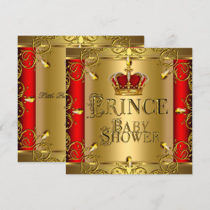 Invitation Little Prince Baby shower Garçon Regal Red Gold Cr