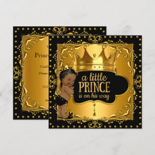Invitation Little Prince Baby shower Gold Foil Crown