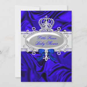 Invitation Little Prince Royal Blue Boy Baby shower 2
