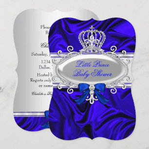 Invitation Little Prince Royal Blue Boy Baby shower 2
