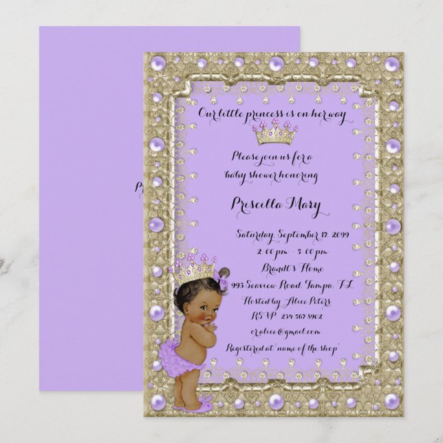 Invitation Little Princess Baby shower Invitation, tendance,  (Devant / Derrière)