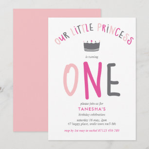 Invitation Little Princess Premier anniversaire Pink Party