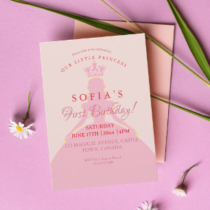 Invitation Little Princess Robe 1ère fête d'anniversaire Phot