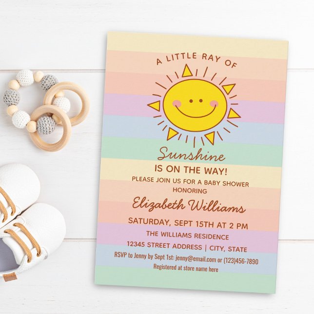Invitation Little Rainbow Sunshine Baby shower neutre pour le (Créateur téléchargé)