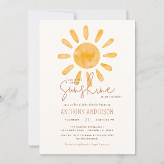 Invitation Little Ray Of Sunshine Baby shower Neutre Pour Les