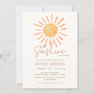 Invitation Little Ray Of Sunshine Baby shower Neutre Pour Les
