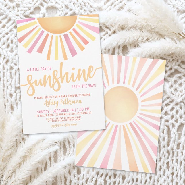 Invitation Little Ray Of Sunshine Boho Baby shower (Little Ray Of Sunshine Boho Baby Shower Invitation)
