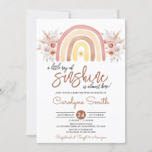 Invitation Little Ray of Sunshine Boho Baby shower arc-en-cie