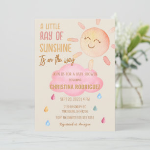 Invitation Little Ray Of Sunshine Boho Baby shower Soleil