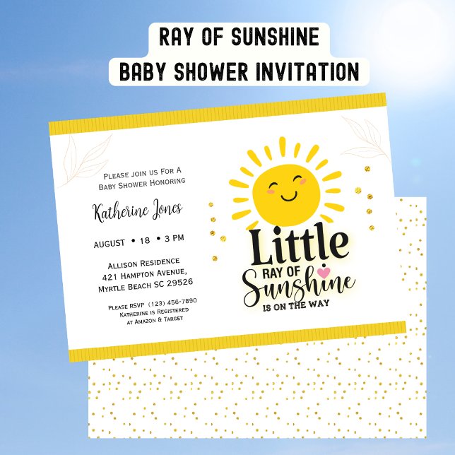 Invitation Little Ray of Sunshine Parties scintillant Baby sh (Créateur téléchargé)