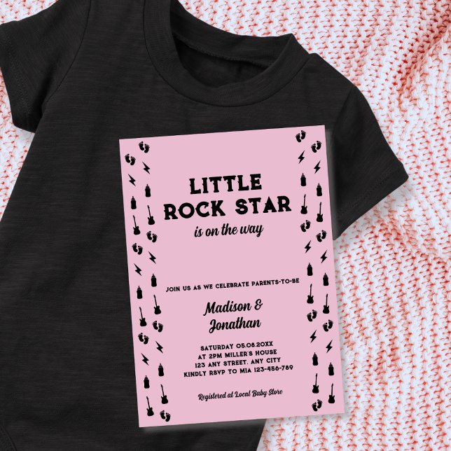 Invitation Little Rock Star Guitar Rock N Roll Baby shower (Little Rock Star Guitar Rock N Roll Baby Shower Invitation)