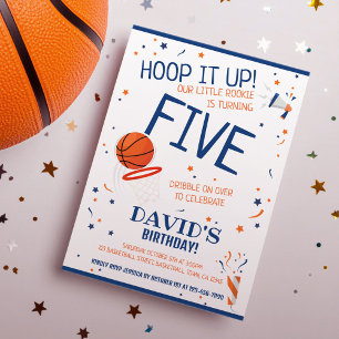 Invitation Little Rookie Hoop It Up Blue Basketball Anniversa