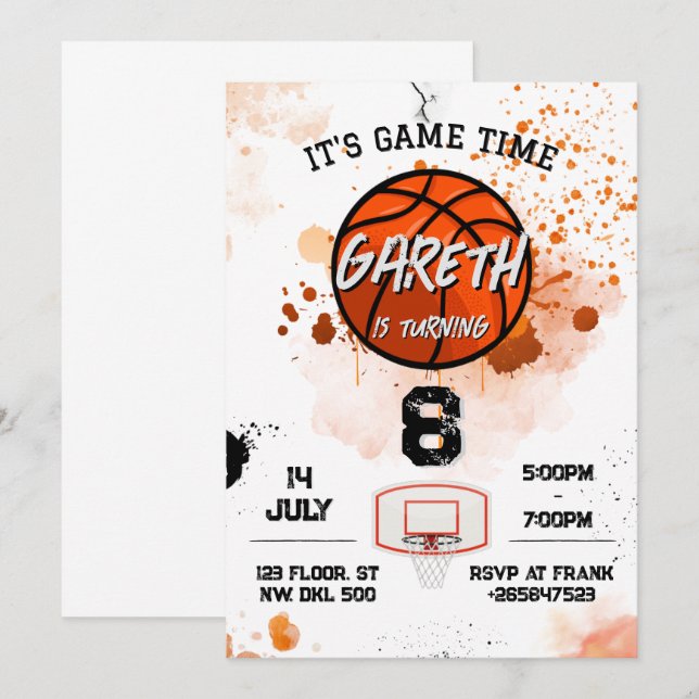 Invitation Little Rookie Soccer Marine Orange Boys Anniversai (Devant / Derrière)