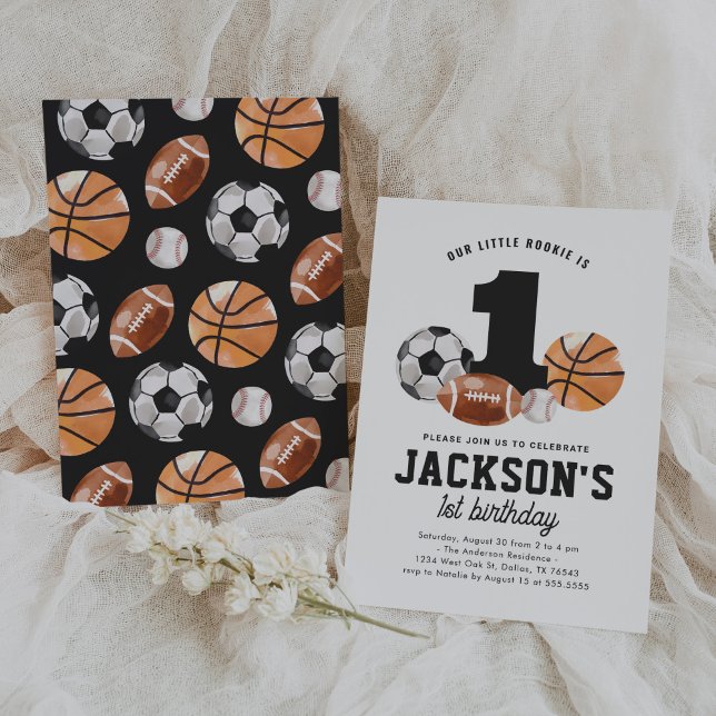 Invitation Little Rookie Sports 1er anniversaire (Créateur téléchargé)