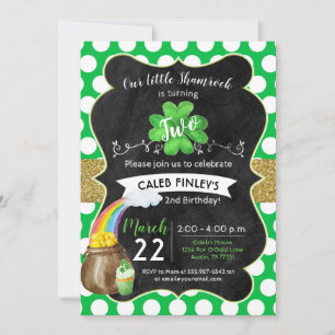 Invitation Little Shamrock St. Patrick's Birthday Gold
