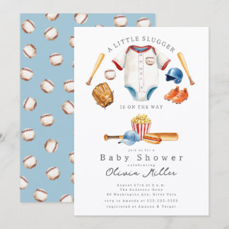 Invitation Little Slugger Baseball Baby Shower Invite