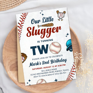 Invitation Little Slugger Boys Baseball 2e fête d'anniversair