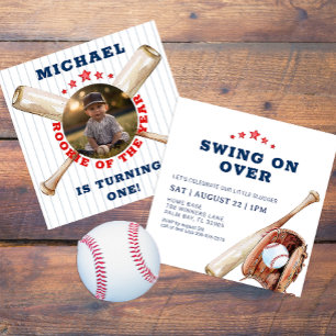 Invitation Little Slugger Photo Baseball Anniversaire
