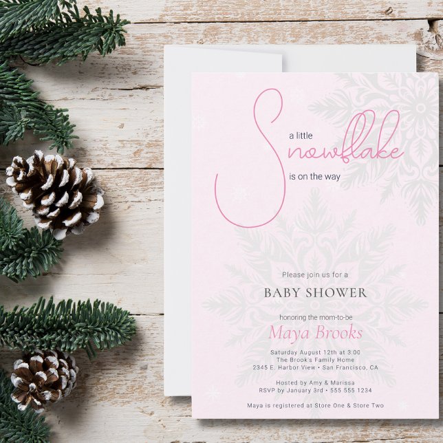 Invitation Little Snowflake est sur le Baby shower rose Way (Créateur téléchargé)
