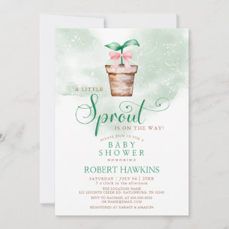 Invitation Little Sprout is on the Way Garden Bow Baby Shower