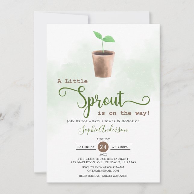 Invitation Little Sprout se trouve sur le Baby shower Way Gar (Devant)
