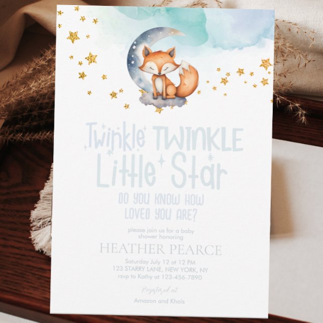 Invitation Little Star Woodland Fox Baby shower (Créateur téléchargé)