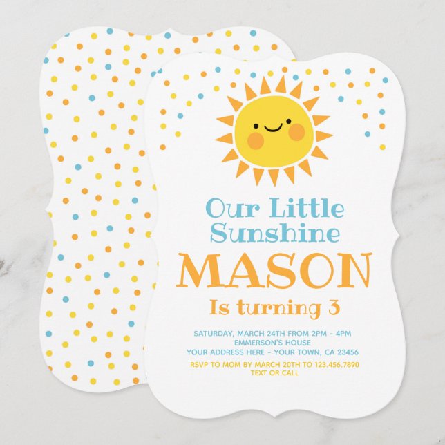 Invitation Little Sunshine Birthday (Devant / Derrière)
