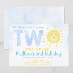 Invitation Little Sunshine Boy Deuxième anniversaire