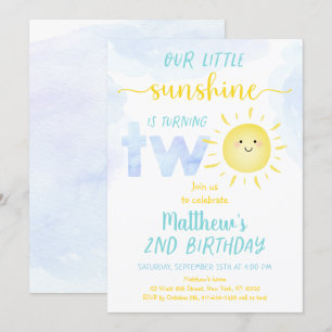 Invitation Little Sunshine Boy Deuxième anniversaire
