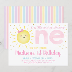 Invitation Little Sunshine Pastel Pink Gold Premier anniversa