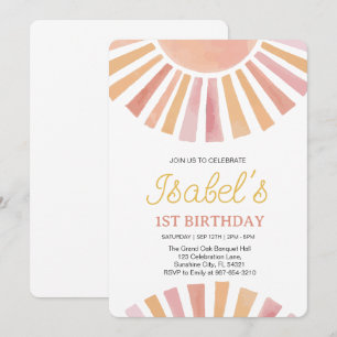 Invitation Little Sunshine Premier anniversaire, Sunshine 1er