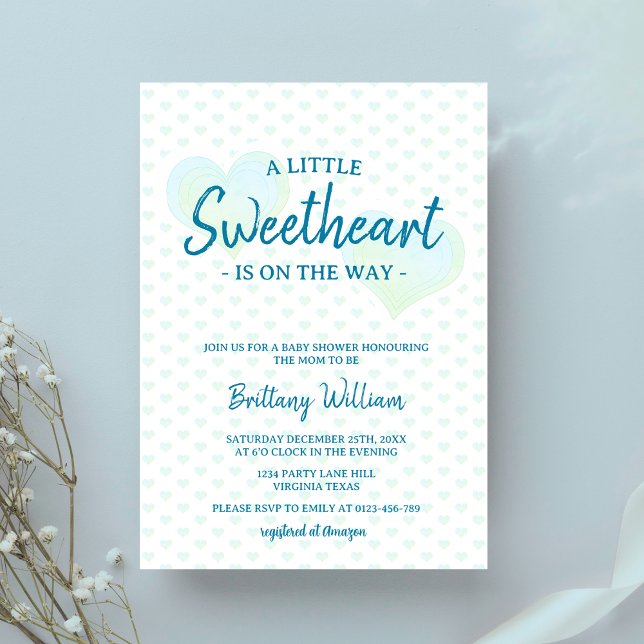 Invitation Little Sweetheart Modern Boy Baby shower (Créateur téléchargé)