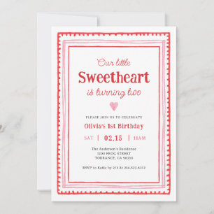 Invitation Little Sweetheart Valentine2e fête d'anniversaire