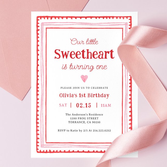 Invitation Little Sweetheart Valentine 1er anniversaire (Créateur téléchargé)