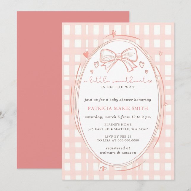Invitation Little Sweetheart Valentines Girl Baby Shower (Devant / Derrière)