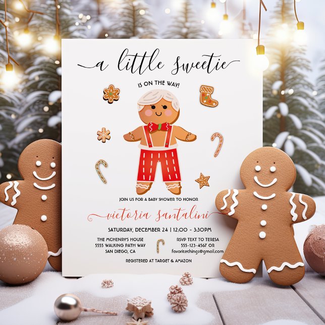 Invitation Little Sweetie Gingerbread Baby shower garçon (Créateur téléchargé)