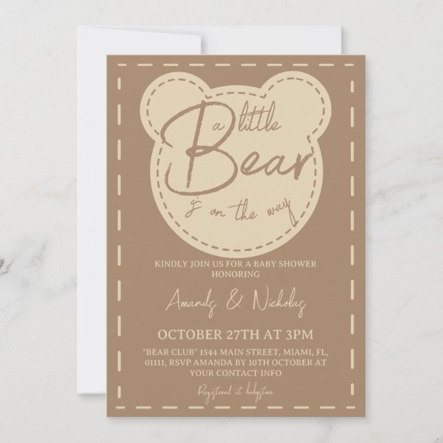 Invitation Little Teddy Bear Baby shower moderne neutre (Devant)
