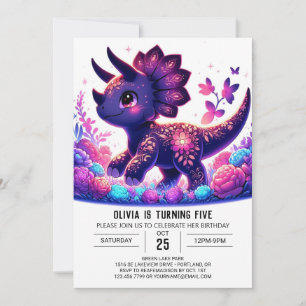 Invitation Little Triceratops Dinosaur Anniversaire numérique