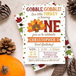 Invitation Little Turkey Fall Thanksgiving 1er anniversaire