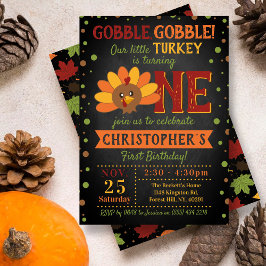 Invitation Little Turkey Fall Thanksgiving 1er anniversaire