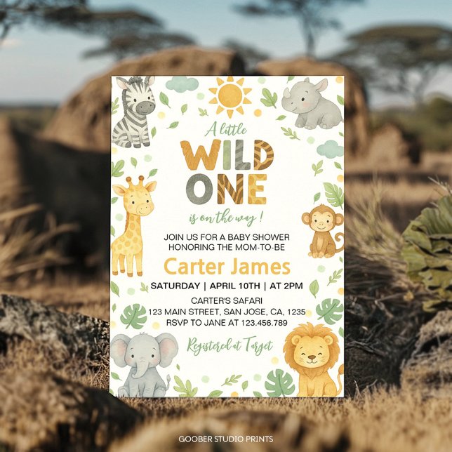 Invitation Little Wild One Safari Baby Shower (Créateur téléchargé)