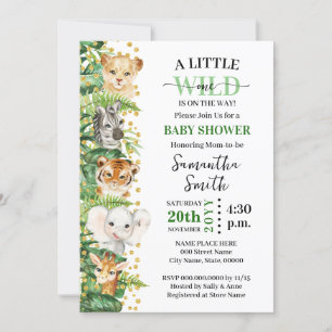 Invitation Little Wild One sur le chemin Safari animal douche