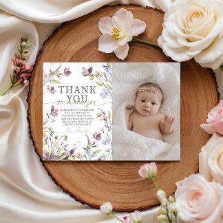 Invitation Little Wildflower Photo Thank You Card