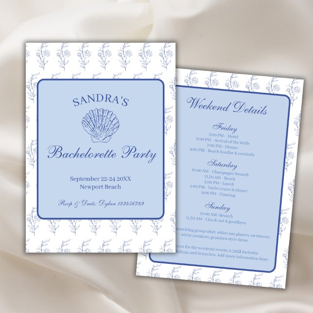 Invitation Littoral Grandma Beach Bach Week-end (Coastal Grandma Beach Bach Bachelorette Weekend Invitation)