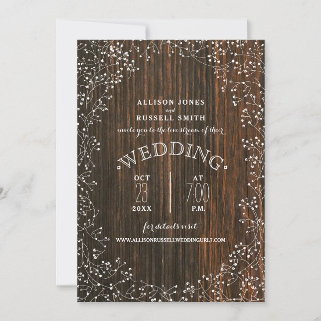 Invitation Live Stream Mariage virtuel Barnwood Bébé haleine (Devant)
