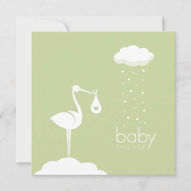 Invitation Livraison de la cigogne Baby shower neutre (Devant)