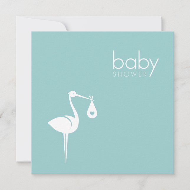 Invitation Livraison de la cigogne Boy Blue Baby shower invit (Devant)