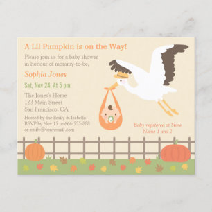 Invitation Livraison de la cigogne Lil Citrouille Baby Shower